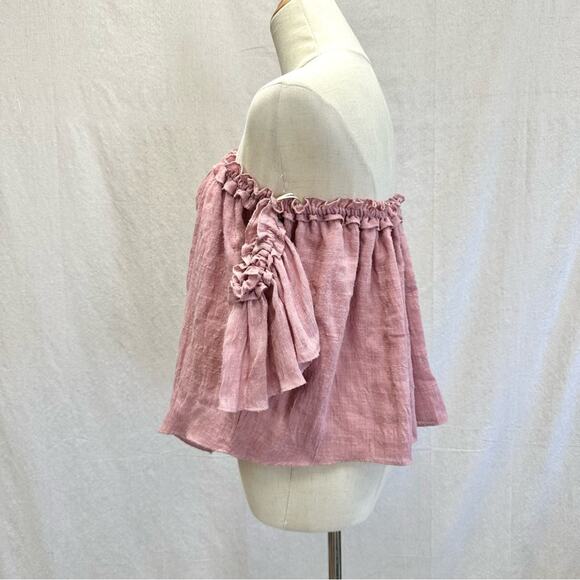 MISA Los Angeles Anouk Short Sleeve Off the Shoulder tie Top Small cottagecore - Picture 6 of 16